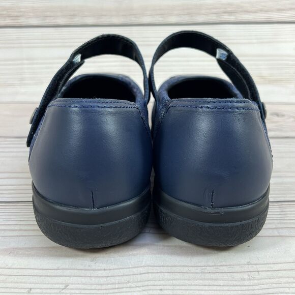 Cosyfeet Laura Shoes Women 9 Navy Blue Floral Mary Jane Extra Roomy Comfort Flat - Picture 4 of 16